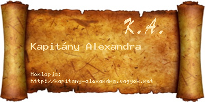 Kapitány Alexandra névjegykártya