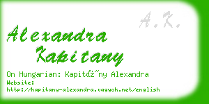 alexandra kapitany business card